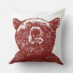 Coussin OURS GRIZZLY Noël Oreille Vintage Jaillet rouge
