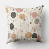 Coussin Ours mignon - Douce forêt de bois pastel (3) (Verso)