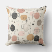 Coussin Ours mignon - Douce forêt de bois pastel (3) (Recto)