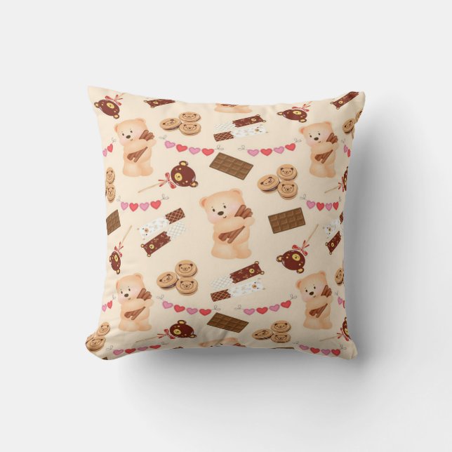 Coussin Ours mignon et chocolat (Recto)