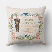 Coussin Ours mignon, Fleur Jaune et Fleur Florale (Verso)