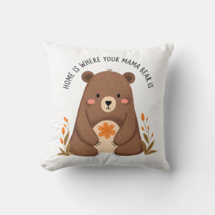 Coussin Ours mignonne de maman aux fleurs