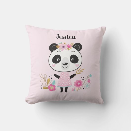 Coussin Ours Panda Rose Cute Personnalisé (Recto)