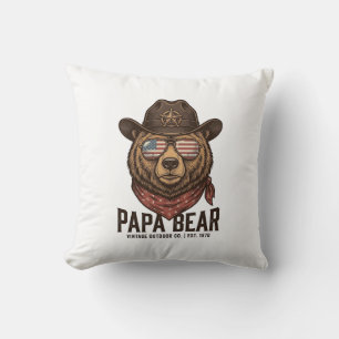 Coussin Ours Papa Cowboy Ours Patriote Vintage Vecteur Dés