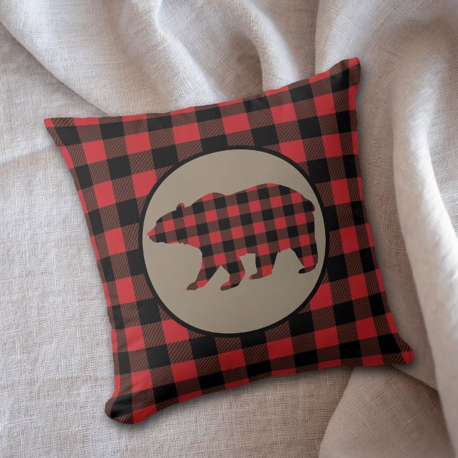 Coussin Ours Plaid De Buffle Rouge (Créateur téléchargé)