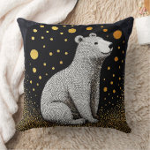 Coussin Ours polaire avec de l'or sur fond noir (Couverture)