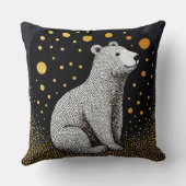 Coussin Ours polaire avec de l'or sur fond noir (Verso)