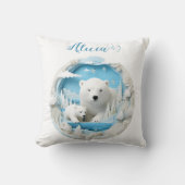 Coussin Ours polaire avec petit Océan Arctique Hiver blanc (Recto)