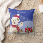 Coussin Ours polaire de Noël mignon avec chapeau de Noël b (Couverture)