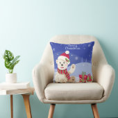 Coussin Ours polaire de Noël mignon avec chapeau de Noël b (Chaise)