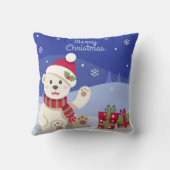 Coussin Ours polaire de Noël mignon avec chapeau de Noël b (Verso)