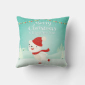 Coussin Ours polaire de Noël mignon avec lumières festives (Verso)