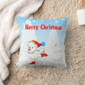 Coussin Ours polaire de Noël souriant faisant du patinage (Couverture)
