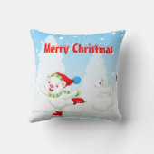Coussin Ours polaire de Noël souriant faisant du patinage (Verso)