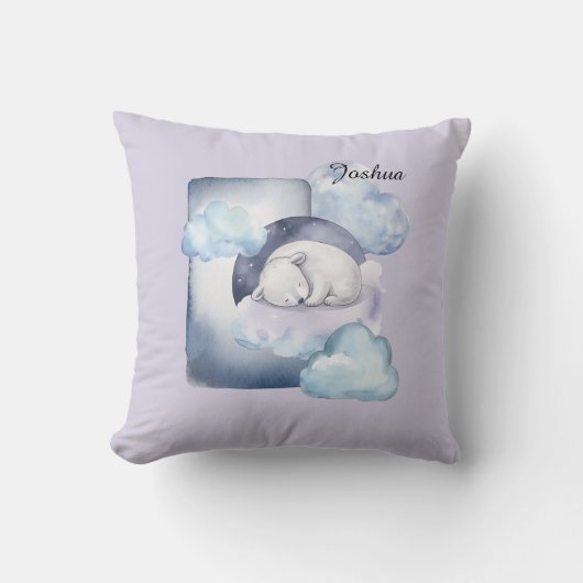 Coussin Ours polaire endormi dans les nuages Personnalisab (Recto)