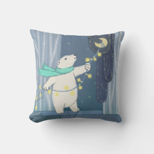 Coussin Ours polaire et lune