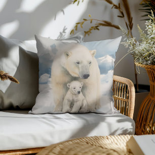 Coussin Ours Polaire et Ourson Élégance Arctique