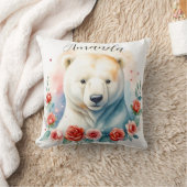 Coussin Ours polaire floral aquarelle blanc (Couverture)