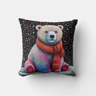 Coussin 🐻‍❄️ Ours Polaire Mignon Décoration d'Hiver Confo