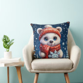 Coussin Ours polaire mignon en écharpe d'hiver (Chaise)