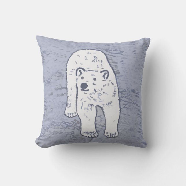 Coussin Ours polaire sur la peinture sur glace - Art origi (Recto)