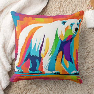 Coussin Ours polaire vibrant