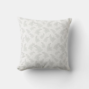 Coussin Ours polaires dessinés à la main avec neige hiver