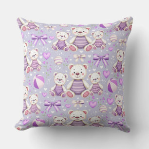 Coussin Ours rayé violet mignon et jouets sans couture