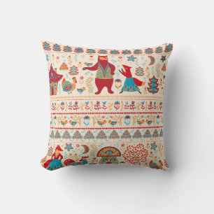 Coussin Ours, renard, coq et poulet avec poulet, fée ho
