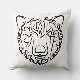 Coussin Ours tribal noir et blanc