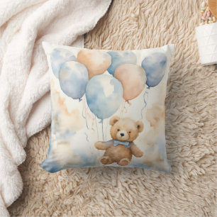 Coussin Ourson adorable avec ballons aquarelle