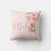 Coussin Ourson en peluche rose Oh Girl Baby Shower (Recto)
