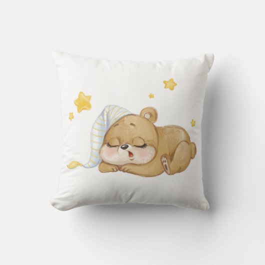 Coussin Ourson Endormi – Douceur & Rêves Étoilés (Recto)