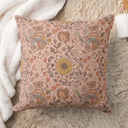 Coussin Ourson Mignon - Douce Forêt de Bois en Pastel (7) (Couverture)