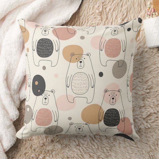 Coussin Ourson Mignon - Douce Forêt en Pastel (3) (Couverture)