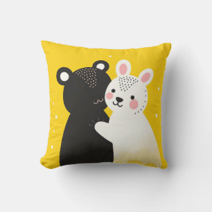 Coussin Ourson mignon et lapin
