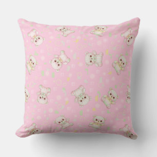 Coussin Ourson pastel mignon et formes géométriques sans c