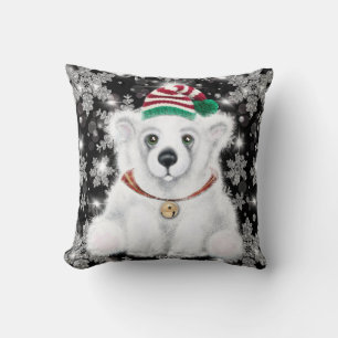 Coussin Ourson polaire mignon de Noël, ourson polaire de N