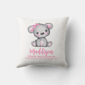 Coussin Ourson rose simple et mignon pour bébé fille (Verso)