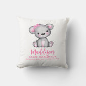 Coussin Ourson rose simple et mignon pour bébé fille (Recto)