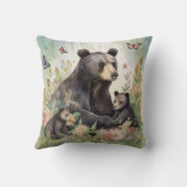 Coussin Oursons de l'ourse Papillons Fleurs Peinture (Verso)