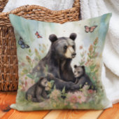 Coussin Oursons Fleurs Papillons Peinture