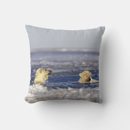 Coussin Oursons polaires jouant (Recto)