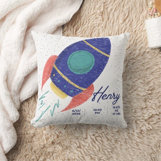 Coussin Out to space Rocket Baby Customizable (Couverture)