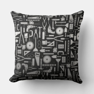 Coussin Outils d'atelier Black & Silver
