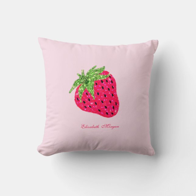 Coussin Ouvre-bouteille Rose Pailleté Fruité Strawberry (Recto)