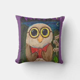Coussin Owl Folk Art, lecteur d'Imaginaire