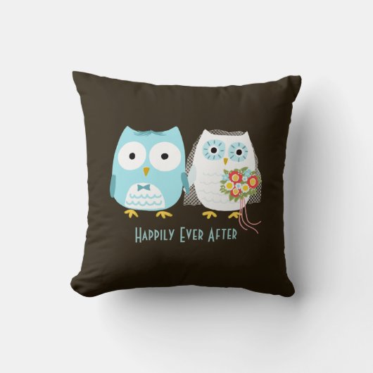 Coussin Owls Mariage - Mariage et salle avec texte personn (Recto)