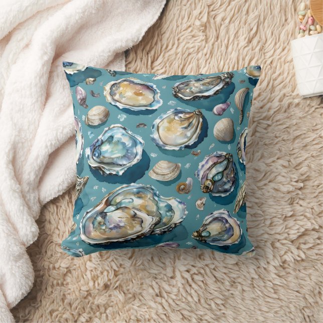Coussin Oysters Clams Coquillages Motif bleu (Couverture)
