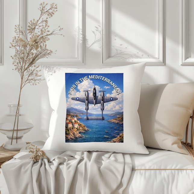 Coussin P-38 Lightning dans le théâtre méditerranéen (Créateur téléchargé)